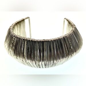 3 for $30 Chunky Silver Tone Wire Wrapped Cuff Bracelet Bold Statement